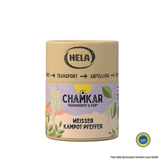HELA Chamkar - Weisser Kampot Pfeffer, getrocknet, ganz, g.g.A., 110 g