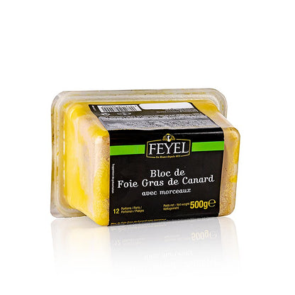 Entenstopfleberblock, Foie Gras, mit Stücken, Feyel, 500 g