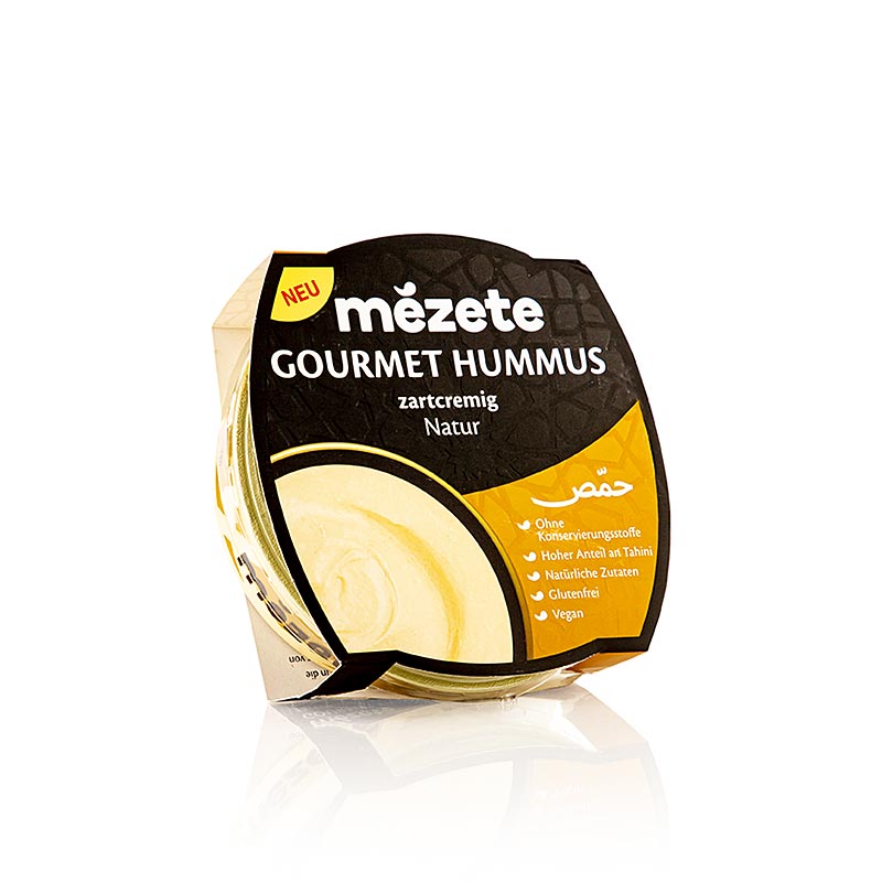 Gourmet Hummus Natur, Kichererbsenpüree mit Sesampaste, Mézete, 215 g
