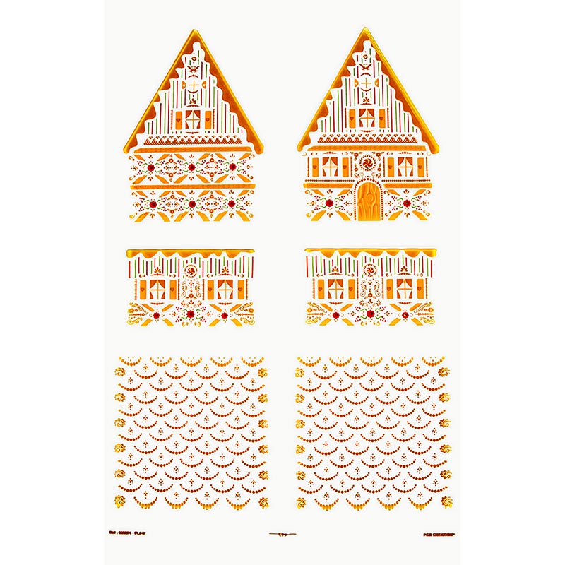 Abziehfolie "Lebkuchenhaus" für Schokolade, Einzelteile, 11x11,5x15,5cm, PCB, 4