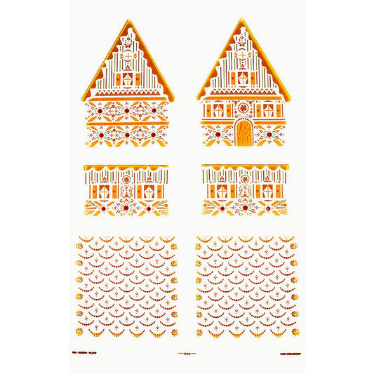 Abziehfolie "Lebkuchenhaus" für Schokolade, Einzelteile, 11x11,5x15,5cm, PCB, 4