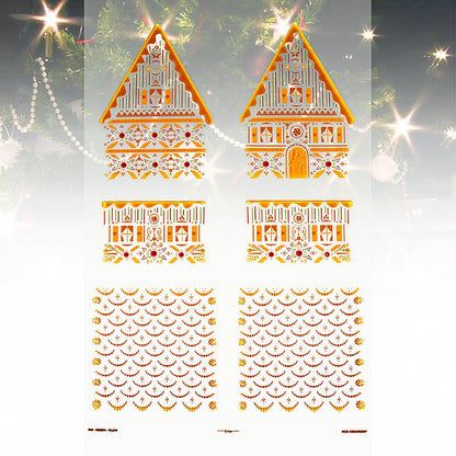 Abziehfolie "Lebkuchenhaus" für Schokolade, Einzelteile, 11x11,5x15,5cm, PCB, 4