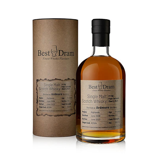 Single Malt Whisky Ardmore 14 J. Best Dram Palo Cortado, 58,9 % vol., Highland, 700 ml