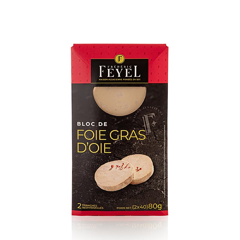 Gänsestopfleberblock, Foie Gras, 2x40 g in Scheiben, Feyel, 80 g, 2 St