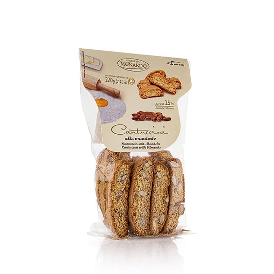 Cantuccini mit 25% Mandeln, italienisches Mandelgebäck, Monardo, 220 g