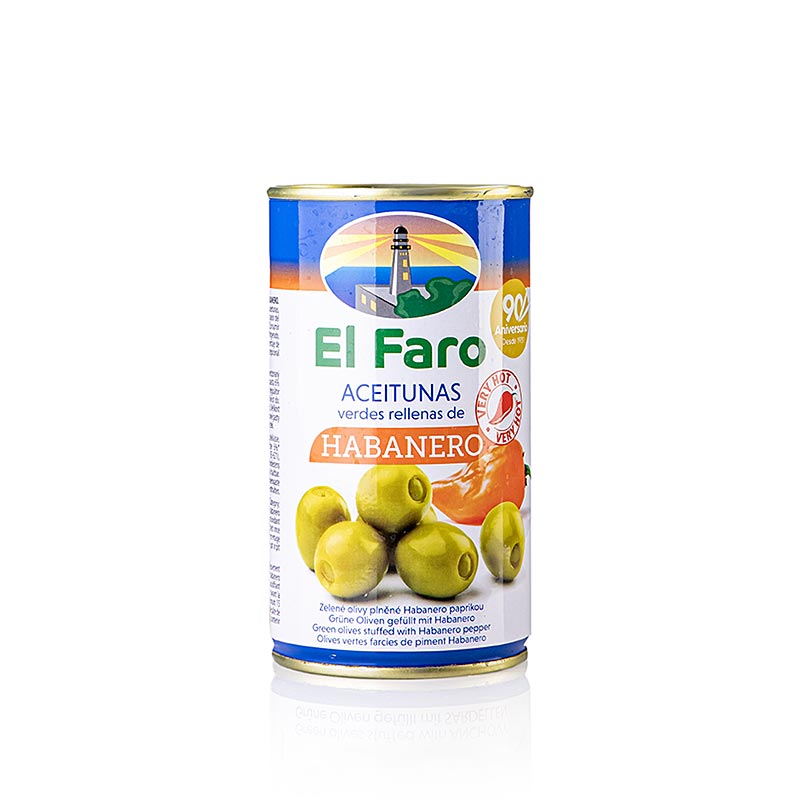 El Faro - Grüne Oliven, mit Habanero Chili, 350 g
