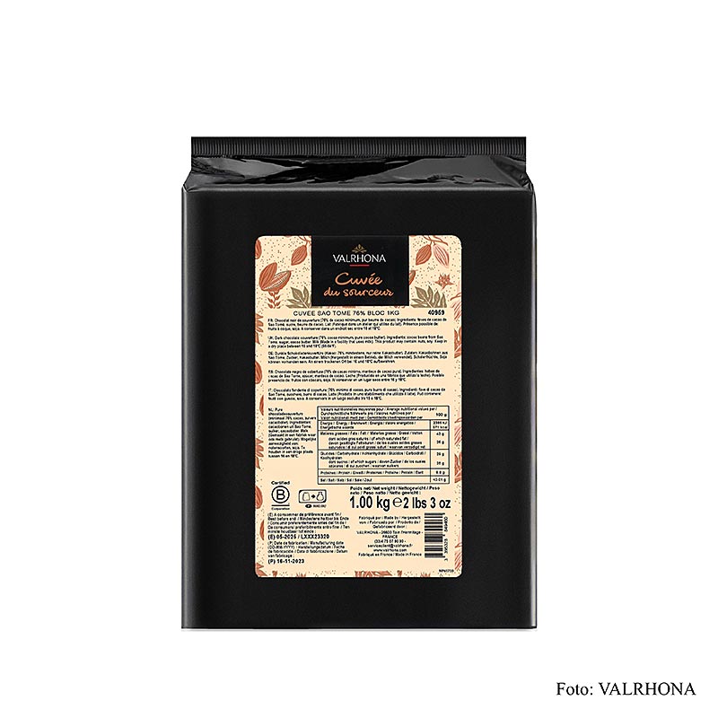Valrhona Cuvee Sao Thome, dunkle Couverture, 76% Kakao, Block (12830), 1 kg