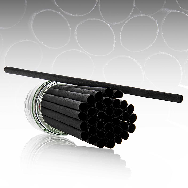 Natur Trinkhalme Black "Pomom", L 15cm, Ø 8mm, 200 St