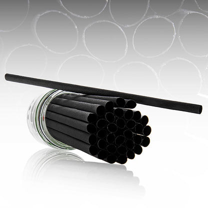 Natur Trinkhalme Black "Pomom", L 15cm, Ø 8mm, 200 St