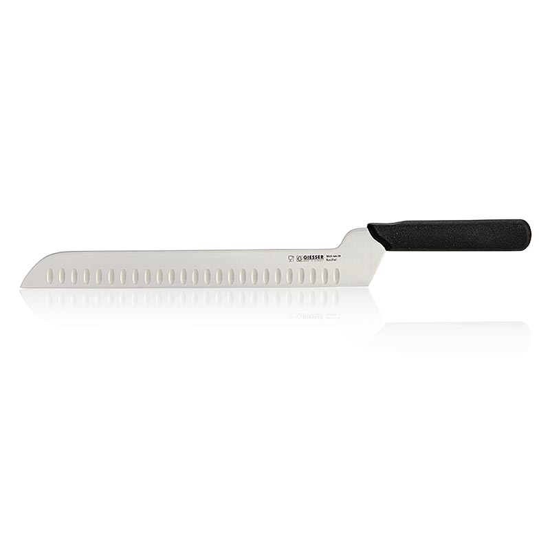 Käsemesser, mit Kullenschliff, 29 cm, schwarzer Griff, 1 St