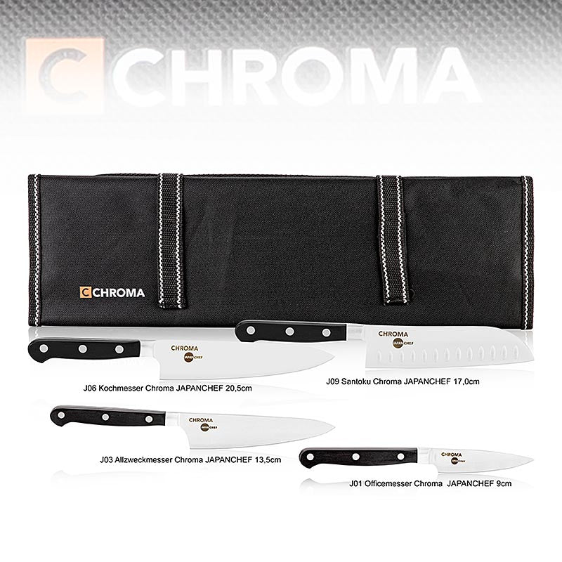 Chroma Azubi Messer Set Japanchef ( J01, J03, J06, J09 + Tasche KB1), 5 tlg. - Sonderpreis, gültig bis 30.09.2024