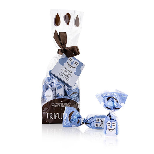Tartuflanghe Mini Trüffelpralinen "trifulòt", Cappuccino (hellblau), ca. 7 g 180 g