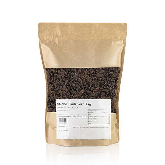 Schoko-Garnierraspel Blüte Zartbitter (Curls Dark), 1,1 kg