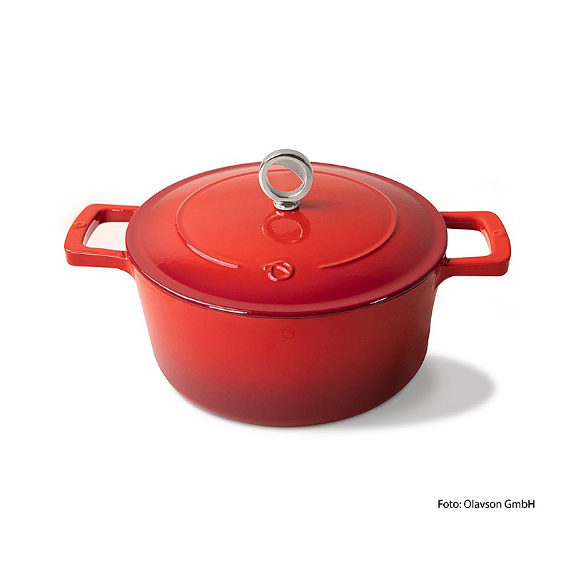 Olavson Gusseisen Bräter Rot, m. Deckel, emailliert, 24cm, für alle Herdarten