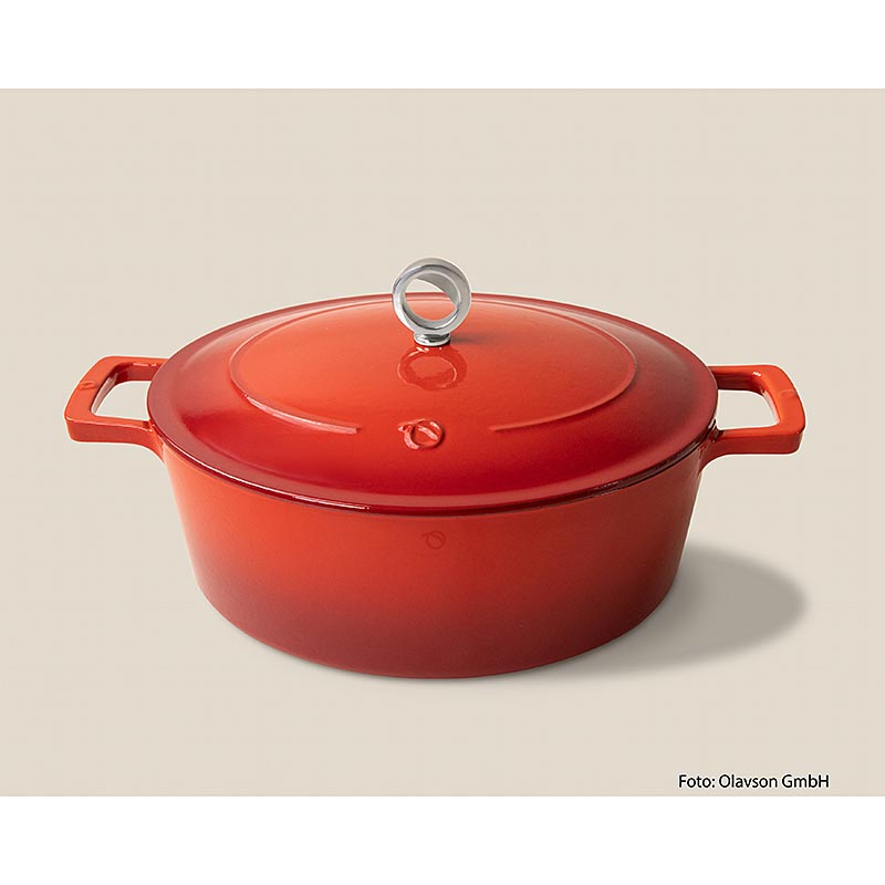 Olavson Bräter Rot, m. Deckel, oval, emailliert, 31cm, f. alle Herdarten, 1 St