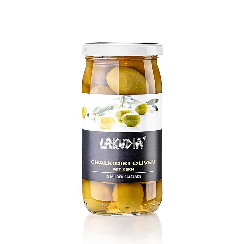 Grüne Oliven "Chalkidiki ", mit Kern, Lakudia, 355 g