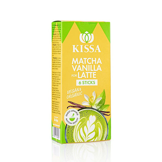 KISSA - Matcha Vanilla for Latte, Grüner Tee Mix Sticks, BIO, 72 g, 6 x 12g