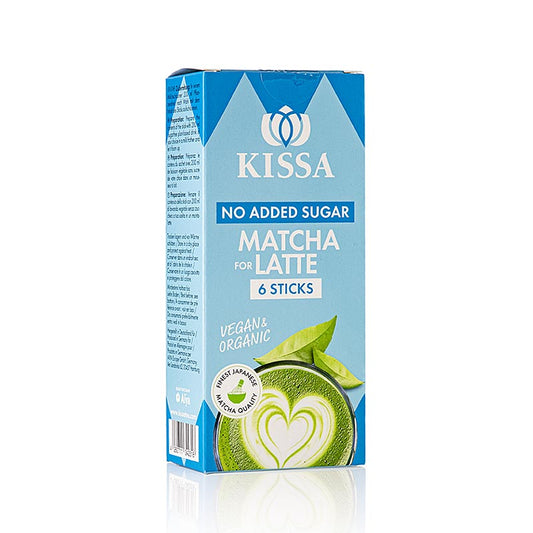 KISSA - Matcha for Latte NO SUGAR ADD., Tee Mix Sticks, BIO, 60 g, 6 x 10g