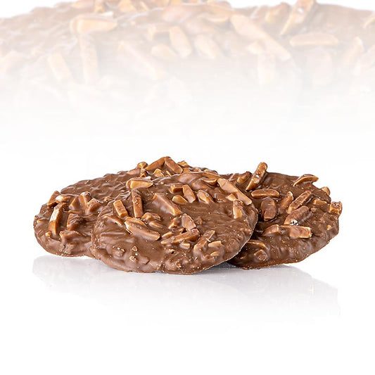 Blattert Mühle Dinkelwaffeln mit Mandelsplittern in Vollmilchschokolade, 150 g