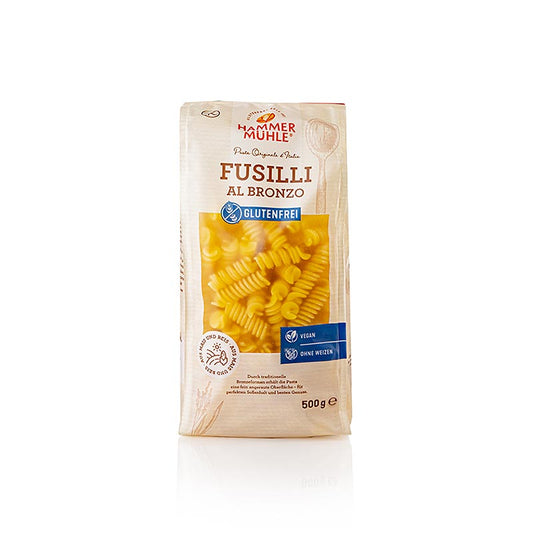 Nudeln, Fusilli aus Mais & Reis, glutenfrei, Hammermühle, 500 g