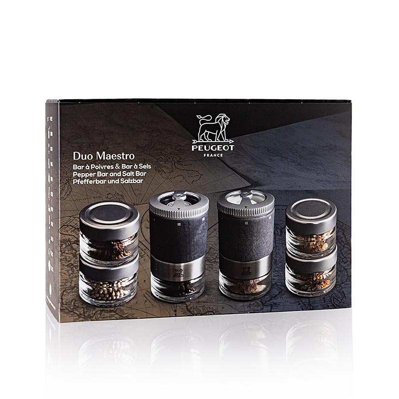 Salz & Pfeffermühle MAESTRO DUO, inkl. 6 Gewürzgläser, hellgrau, 11cm, Peugeot