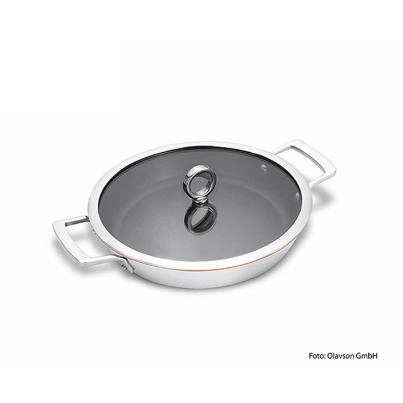 Olavson Kupferkern Pfanne Serviere m. Deckel, beschichtet, 26cm, f. a. Herdarten, 1 St