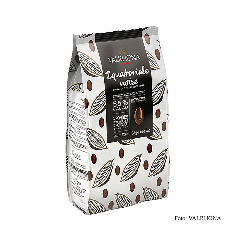 Valrhona Equatoriale Noire, dunkle Couverture, Callets, 55% Kakao, 3 kg
