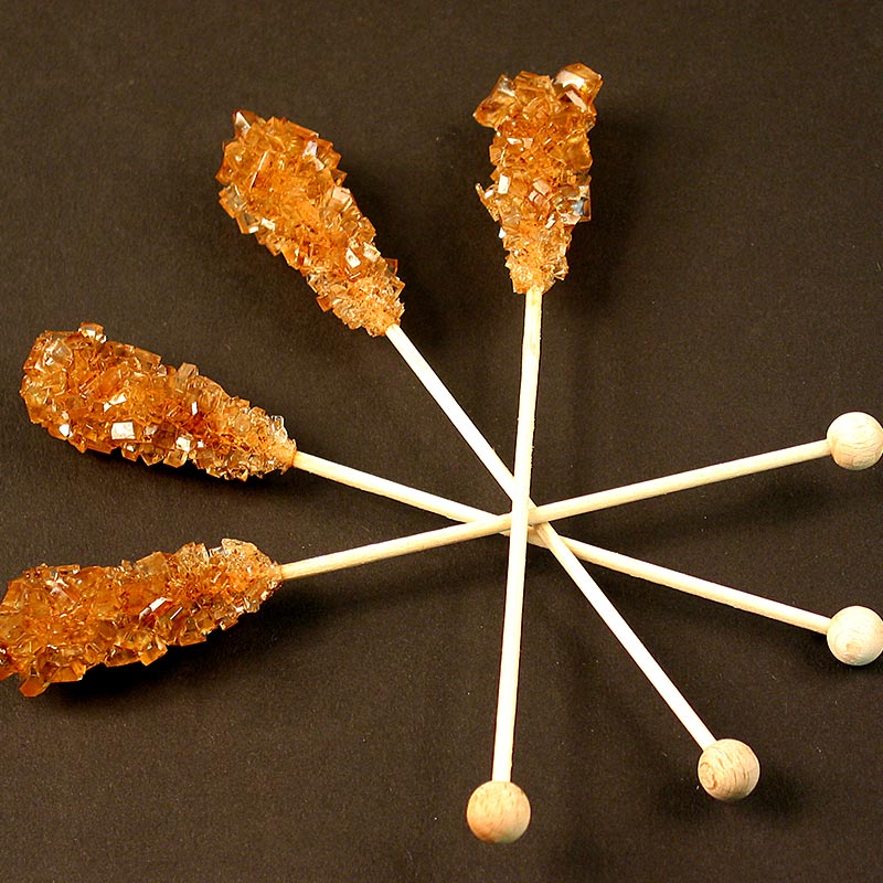 Kandis-Sticks, braun, Zuckerkristalle am Stiel, 1 kg, 100 St