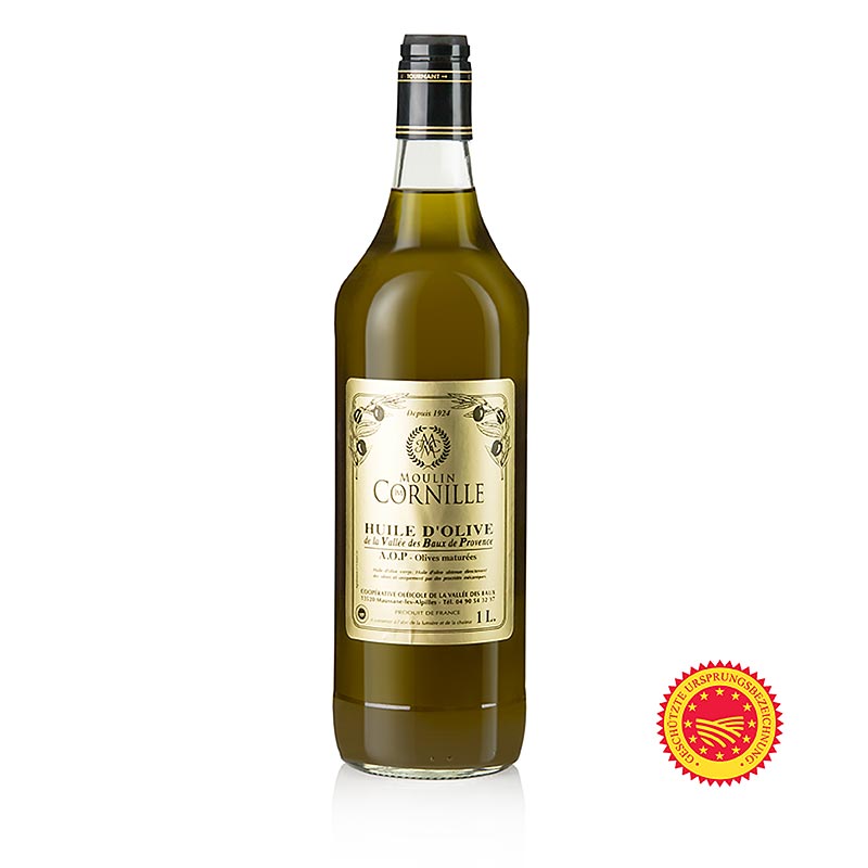 Natives Olivenöl, Fruité Noir, mild-süßlich, Baux de Provence, g.U., Cornille, 1 l