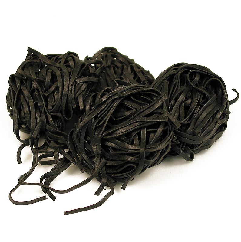 Frische Tagliarini mit Sepiatinte, schwarz, Bandnudel, 4mm, Sassella, 500 g
