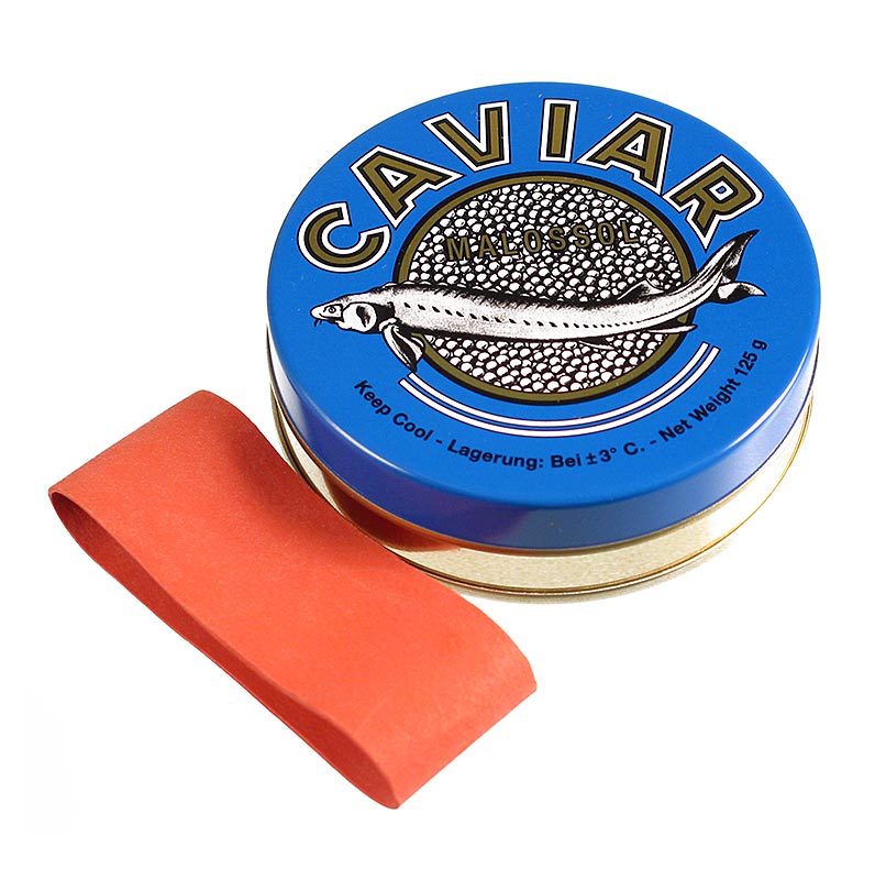 Kaviardose - dunkelblau, mit Verschluss-Gummi, ø 8 cm, für 125g Kaviar, 1 St
