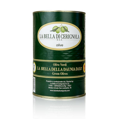 Grüne Riesen-Oliven, mit Kern, "Bella di Cerignola", in Lake 4,25 kg