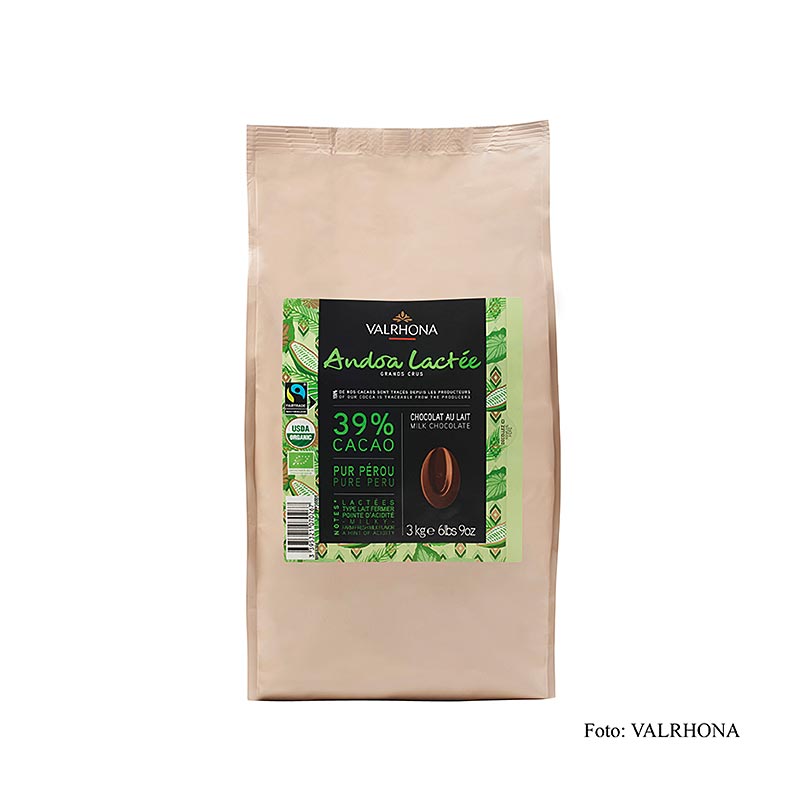 Valrhona Andoa Lactée, Couverture Vollmilch, Callets, 39% Kakao, BIO, 3 kg