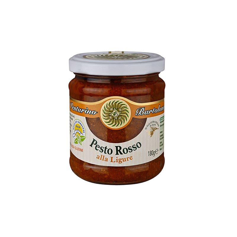 Pesto Rosso, Sauce mit Basilikum, Tomaten und Nüssen, Venturino, 180 g