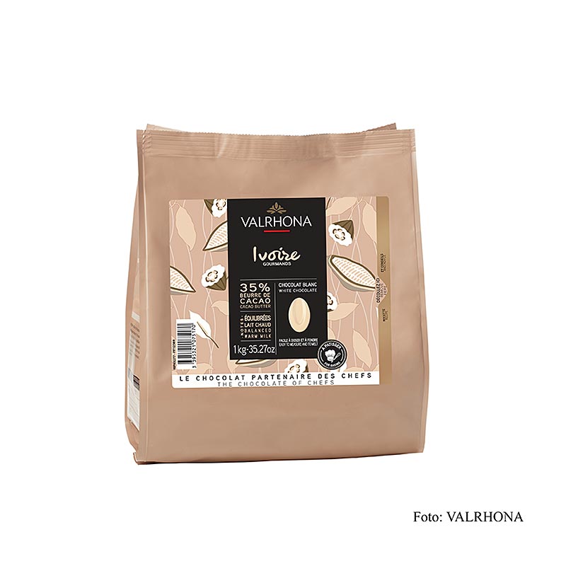 Valrhona Ivoire, weiße Couverture, Callets, 35% Kakaobutter, 1 kg