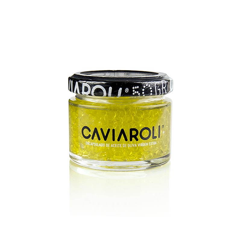 Caviaroli® Olivenölkaviar, kleine Perlen aus extra nativem Olivenöl, gelb, 50 g