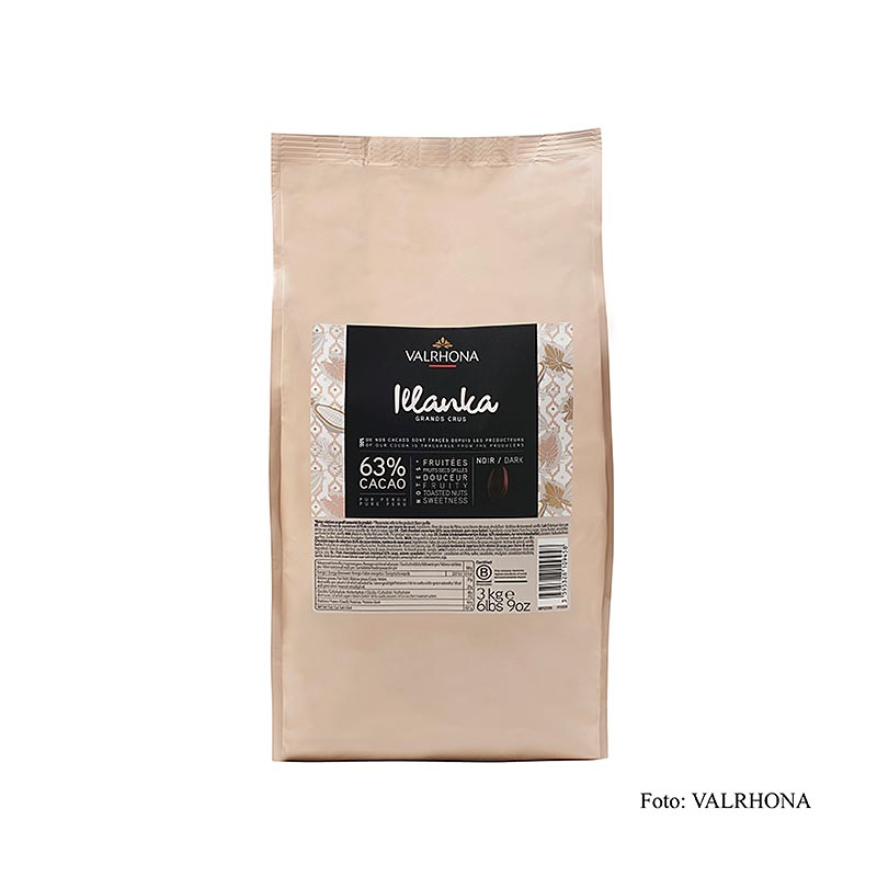Valrhona Illanka, dunkle Couverture, Callets, 63% Kakao, Peru, 3 kg