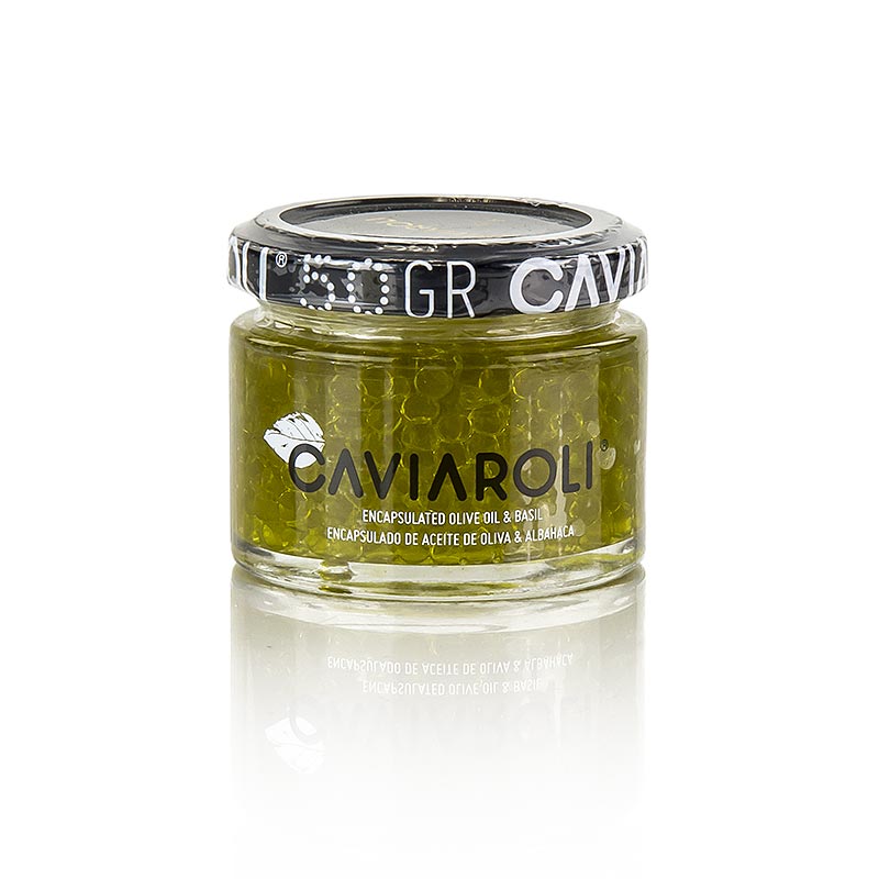 Caviaroli® Olivenölkaviar, kleine Perlen aus Olivenöl mit Basilikum, grün, 50 g