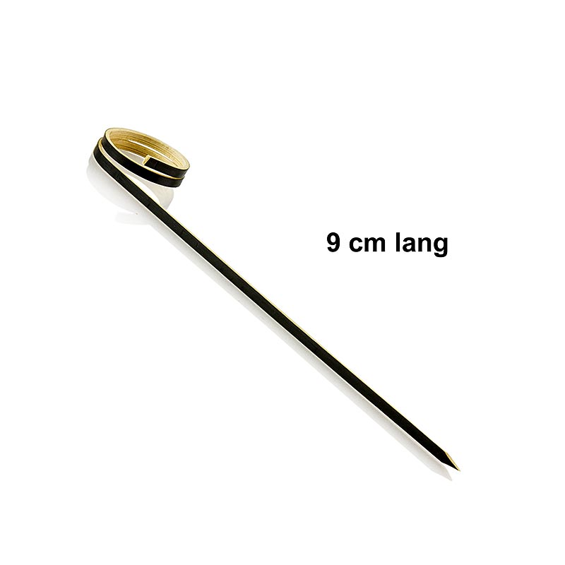 Bambus-Spieße, mit Loop (Ringende), schwarz, 9cm, 100 St