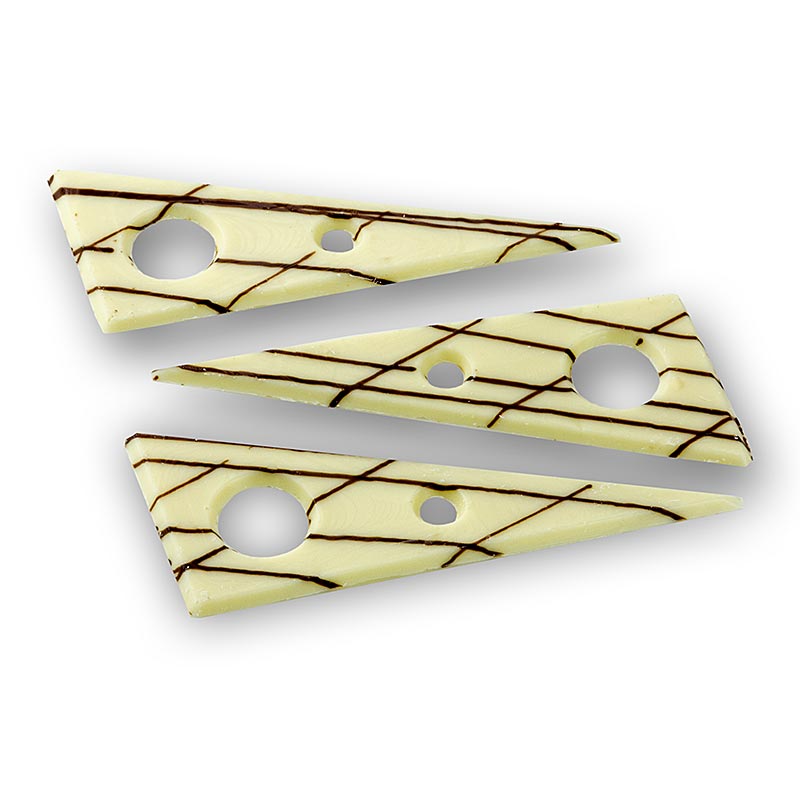 Deko-Aufleger "Tramontana" - Dreieck, gelocht, weiße Schokolade, gestreift, 690 g, 131 St