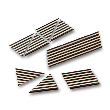 Deko-Aufleger "Domino Triangle" weiße/dunkle Schokolade gestreift 585 g, 314 St
