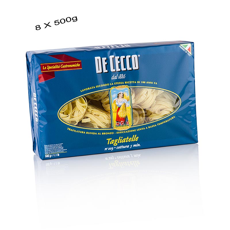 De Cecco Tagliatelle, No.203 4 kg, 8 x 500g
