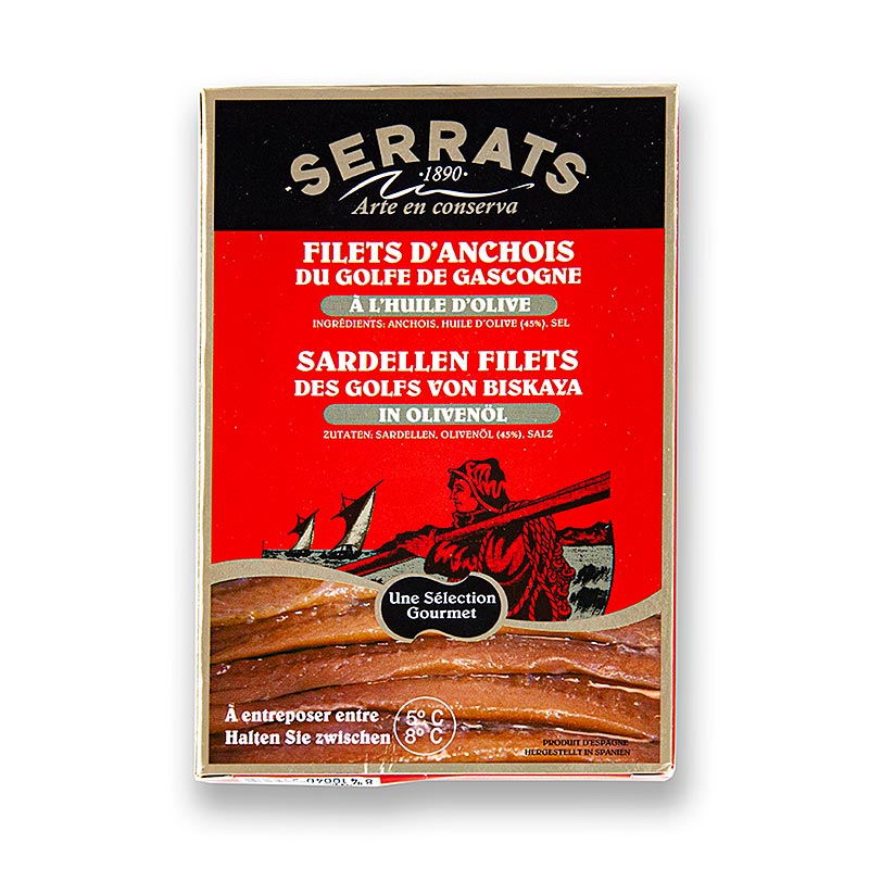 Sardellenfilets Premium Qualität, in Olivenöl, Serrats, 120 g