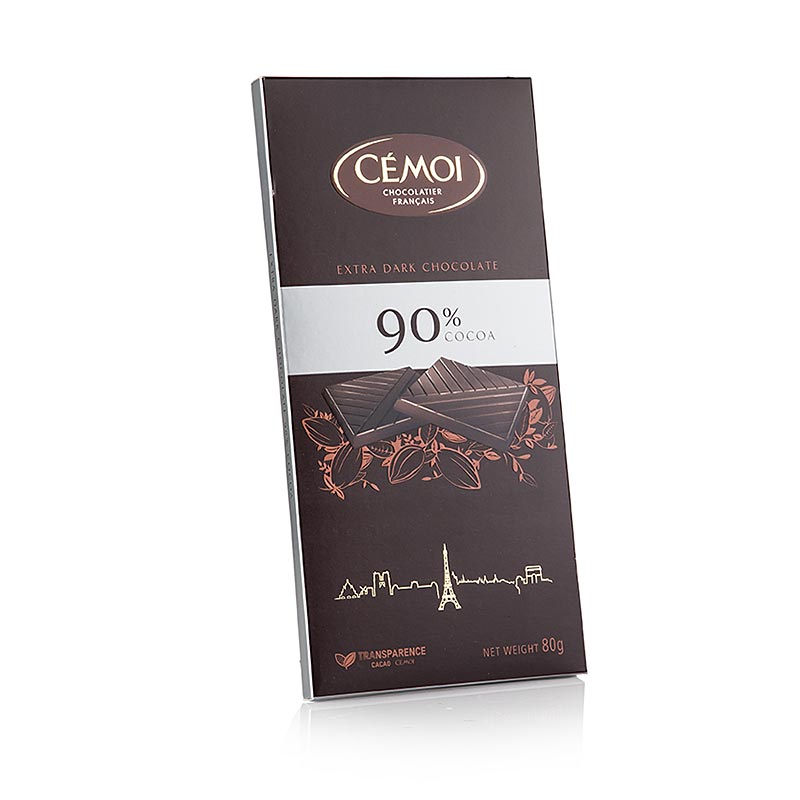 Schokoladen Tafel - Zartbitter, 90% Kakao, Cémoi, 80 g