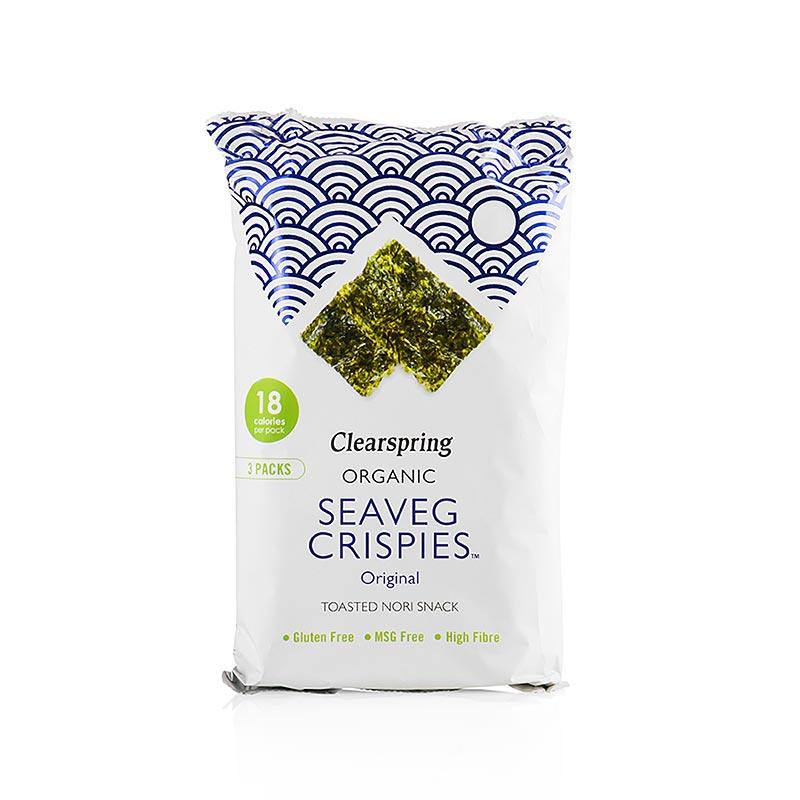 Organic Seaveg Crispies - Original, Nori Algen Chips, Clearspring, BIO 12 g, 3 x 4g
