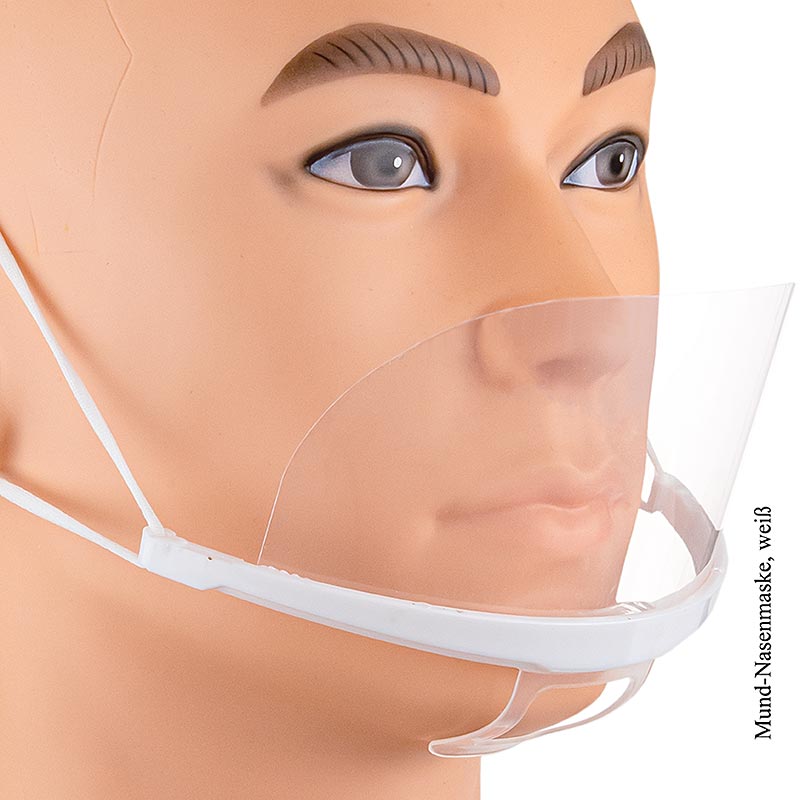 Mund-Nasenmaske, transparent & weiß, aus Polycarbonat, 100% Chef, 1 St
