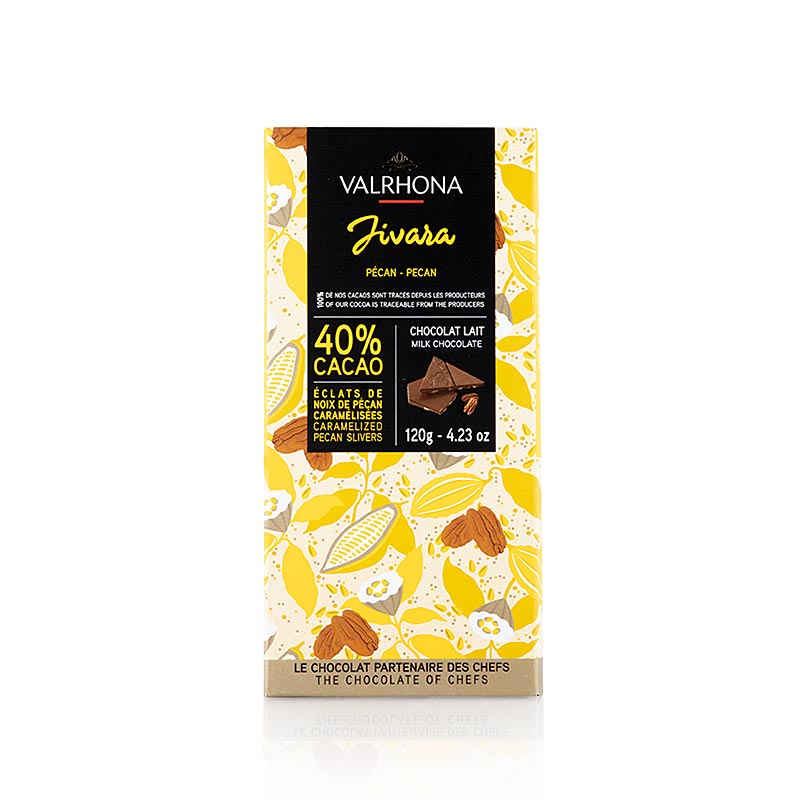 Valrhona Jivara - Vollmilchschokolade, karamellisierten Pecannuss, 40% Kakao, 120 g
